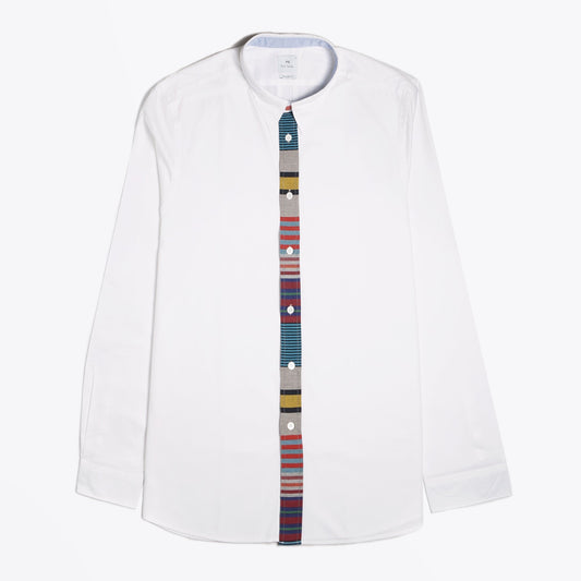- Organic Cotton Stripe Placket Shirt - White