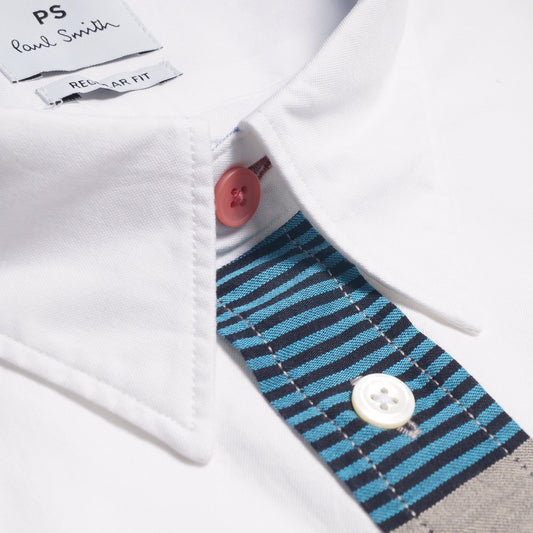 - Organic Cotton Stripe Placket Shirt - White