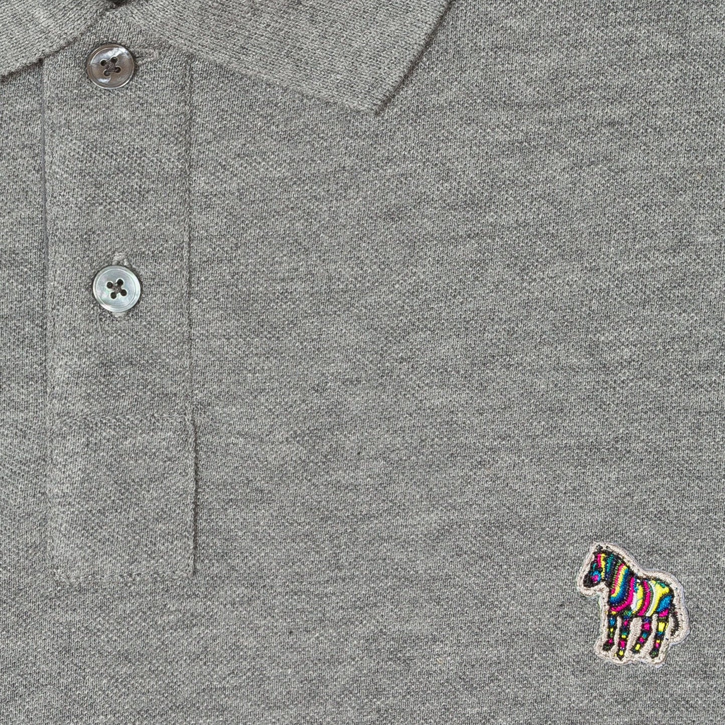 - Organic Cotton-Piqué Zebra Logo Polo Shirt - Grey
