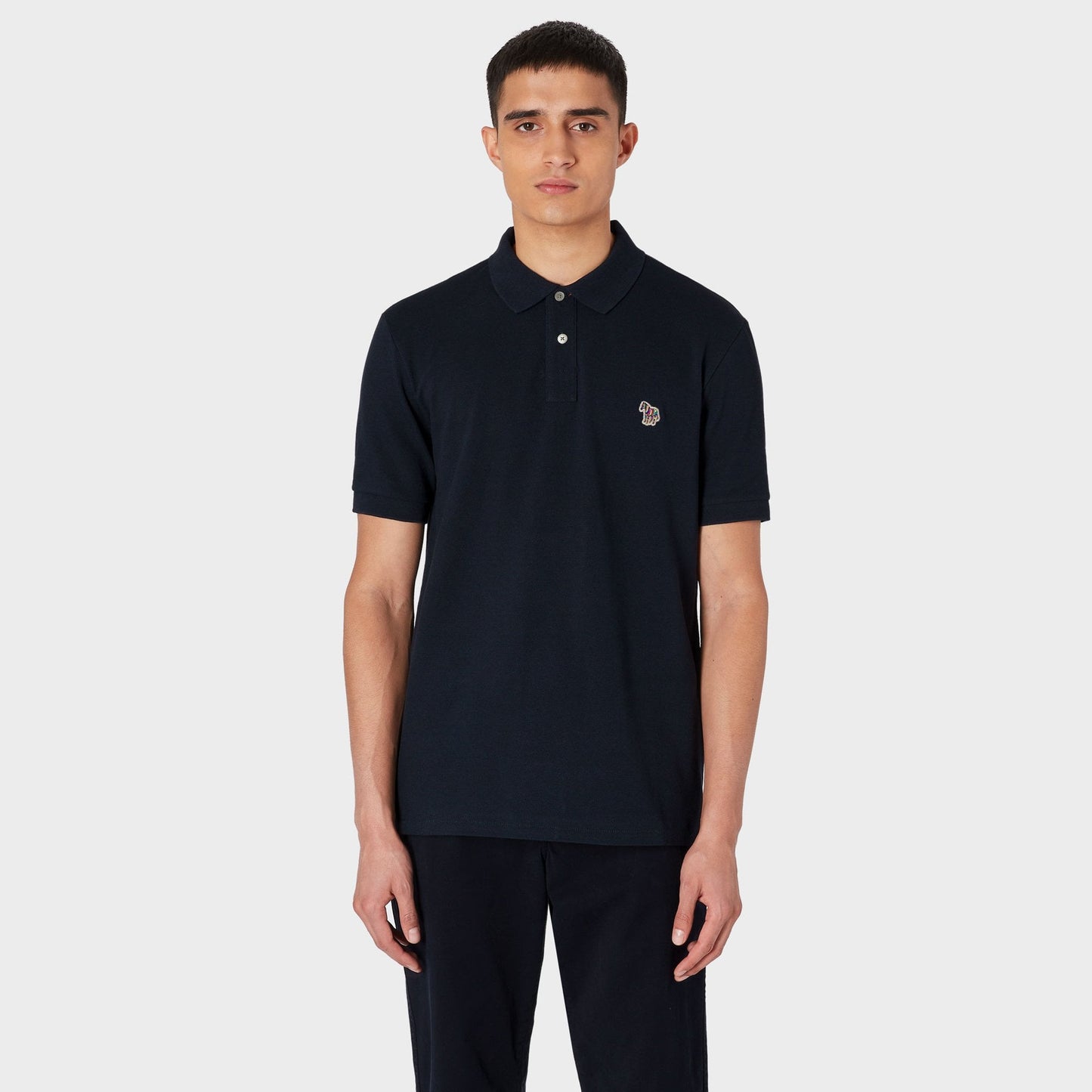 - Organic Cotton-Piqué Zebra Logo Polo Shirt - Navy