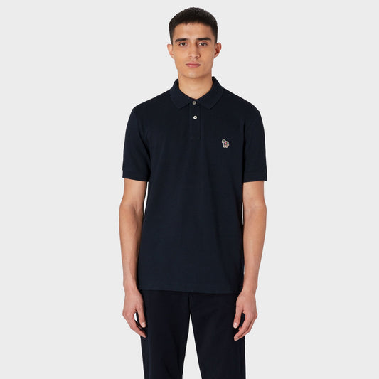 - Organic Cotton-Piqué Zebra Logo Polo Shirt - Navy