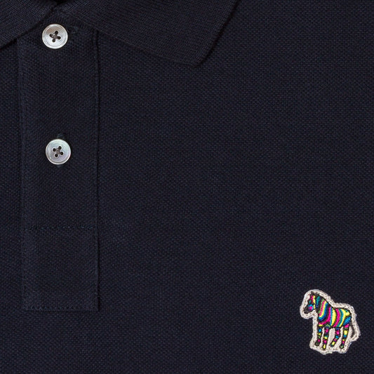 - Organic Cotton-Piqué Zebra Logo Polo Shirt - Navy