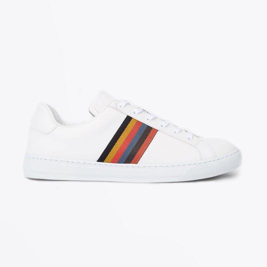 Leather 'Hansen' Trainers With 'Bright Stripe' - White