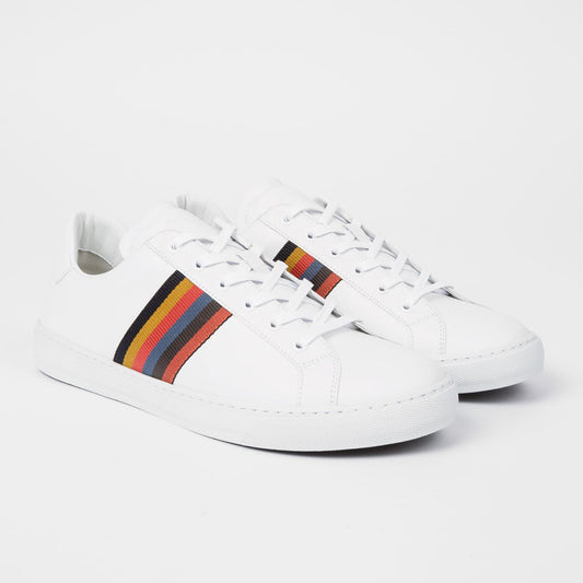Leather 'Hansen' Trainers With 'Bright Stripe' - White