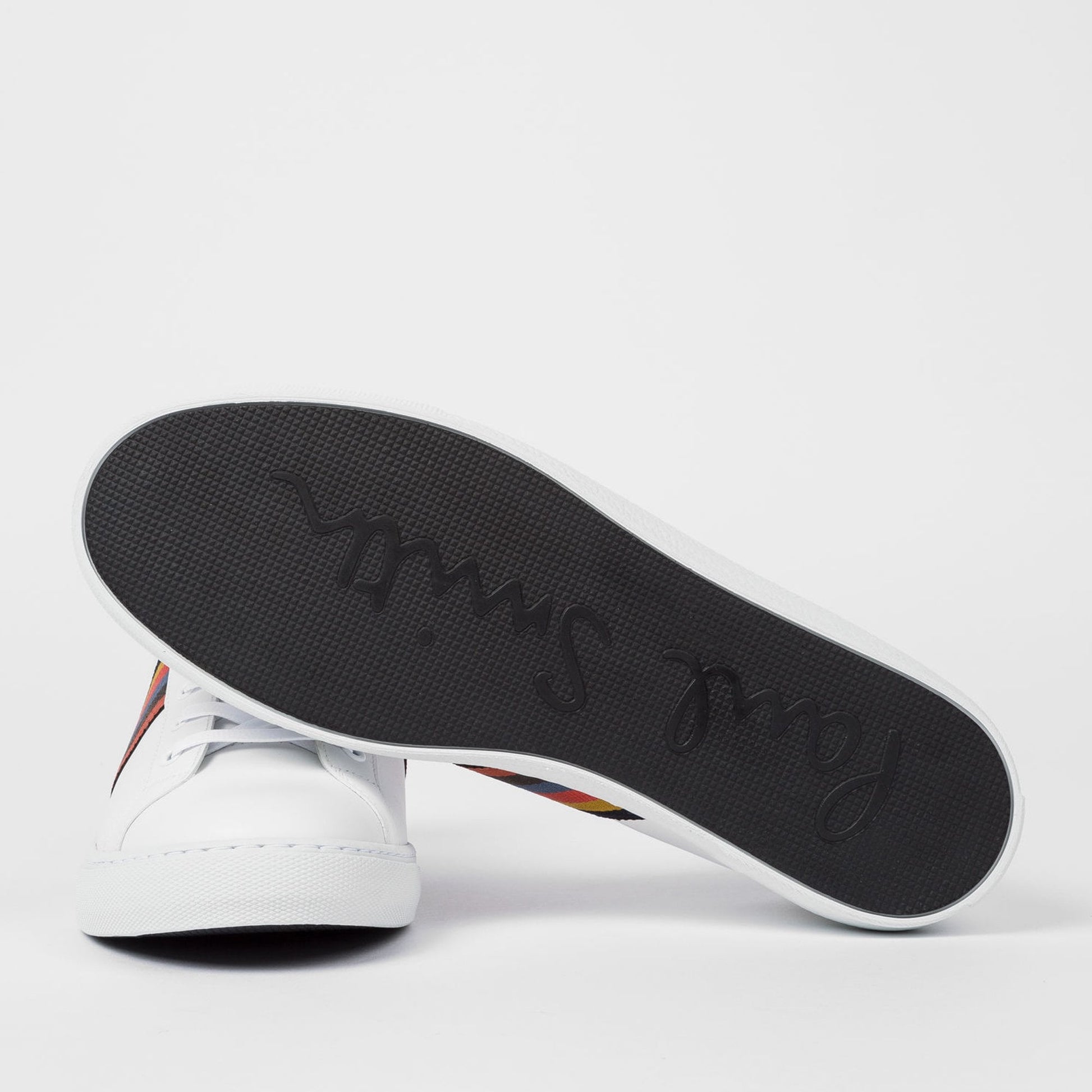 Paul Leather 'Hansen' Trainers With 'Bright Stripe' - White