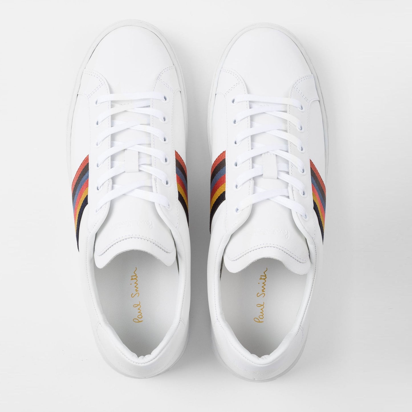 Leather 'Hansen' Trainers With 'Bright Stripe' - White