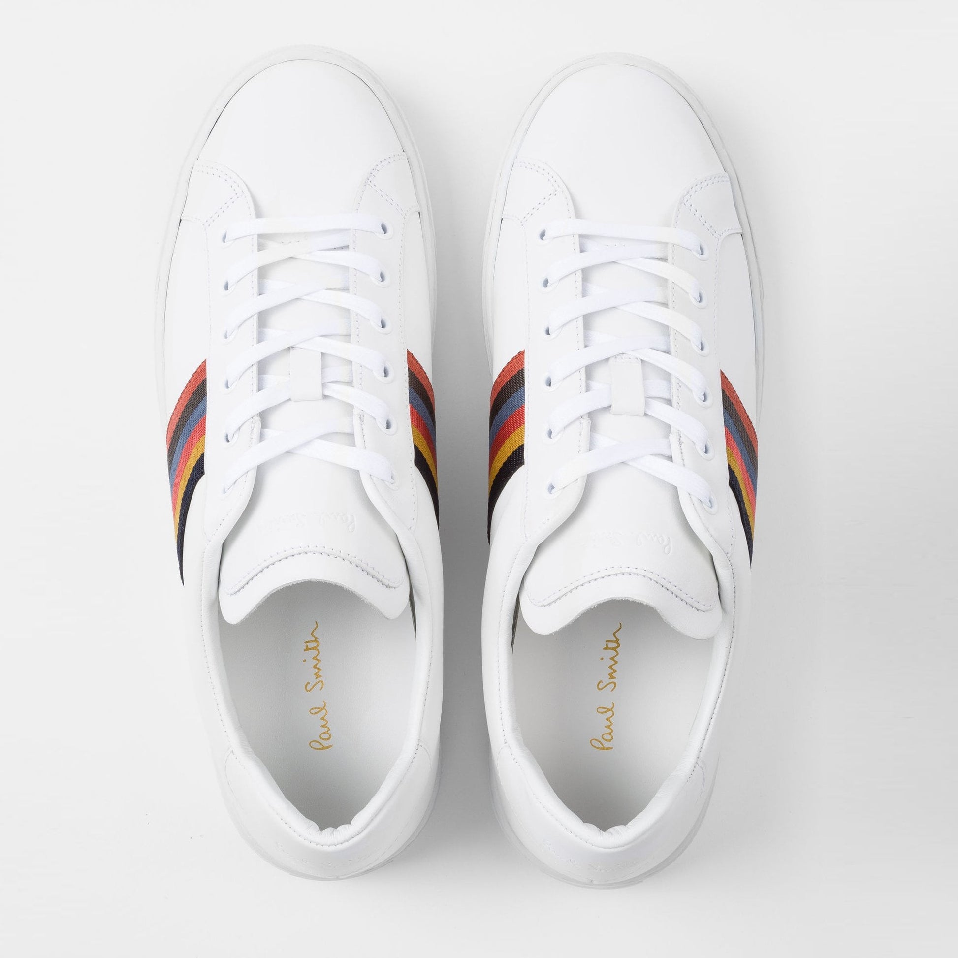 Paul Leather 'Hansen' Trainers With 'Bright Stripe' - White
