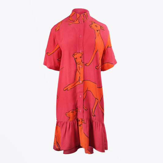 - 'Greyhound' Print Shirt Dress - Pink