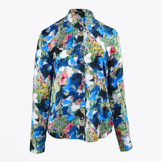 - Abstract Floral Print Shirt - Blue/Multi