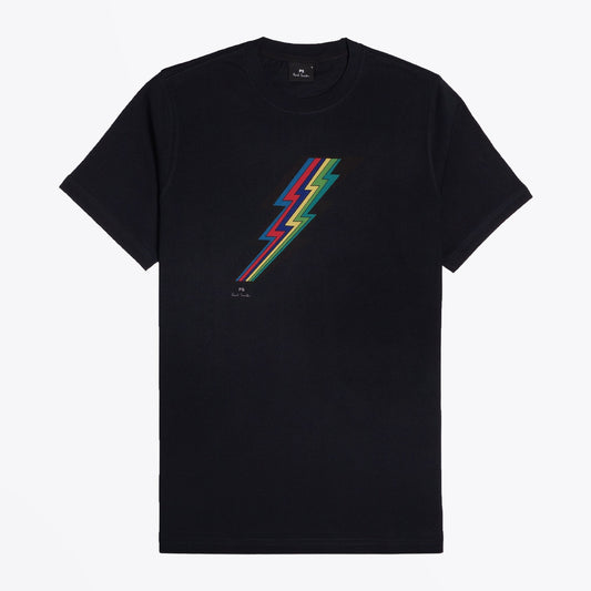 Lightning Bolt Motif T-Shirt - Dark Navy