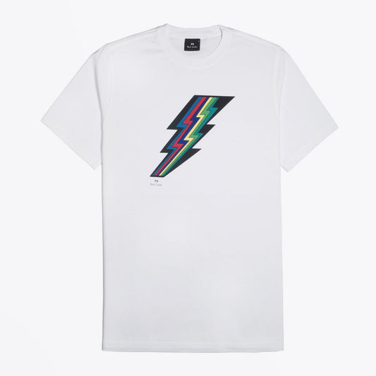 Lightning Bolt Motif T-Shirt - White