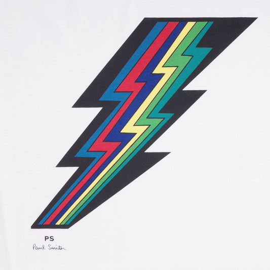 Lightning Bolt Motif T-Shirt - White