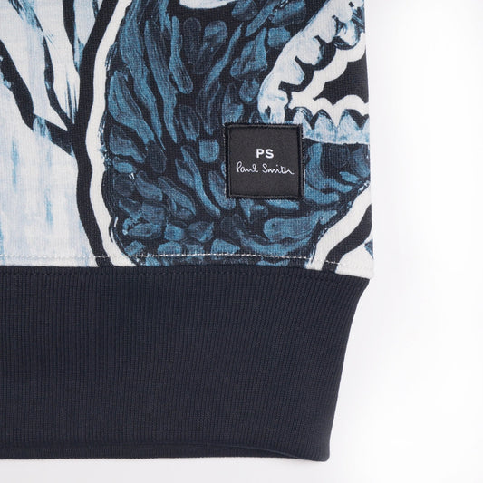 - 'Pulp' Print Cotton Sweatshirt - Blue