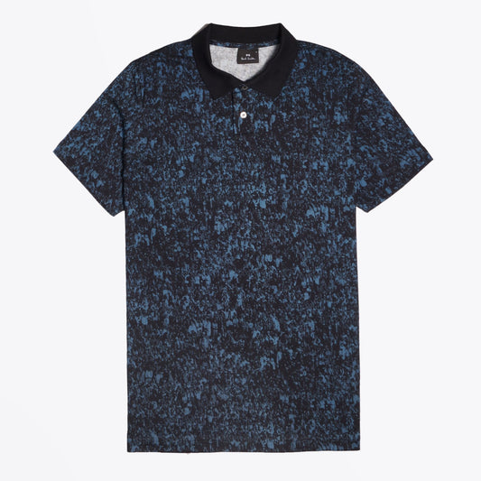 - Crowd Print Polo Shirt - Navy