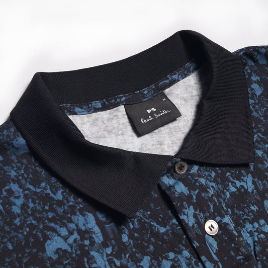 - Crowd Print Polo Shirt - Navy
