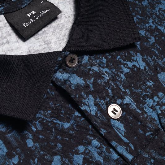 - Crowd Print Polo Shirt - Navy