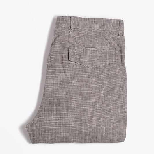 - Fine Check Pleated Trousers - Light Grey