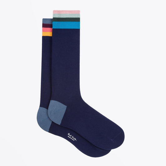- 'Artist Stripe' Cuff Socks - Navy