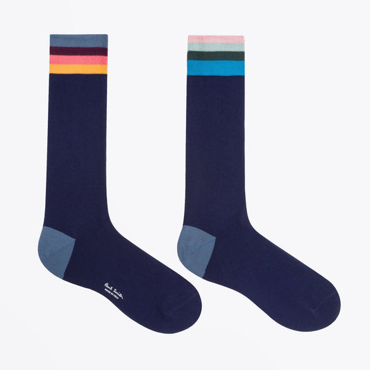- 'Artist Stripe' Cuff Socks - Navy