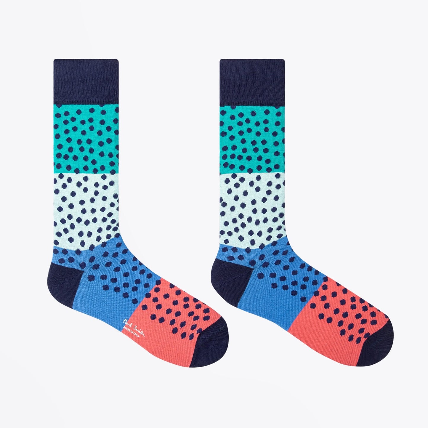 - Block Stripe Dot Socks - Navy/Multi