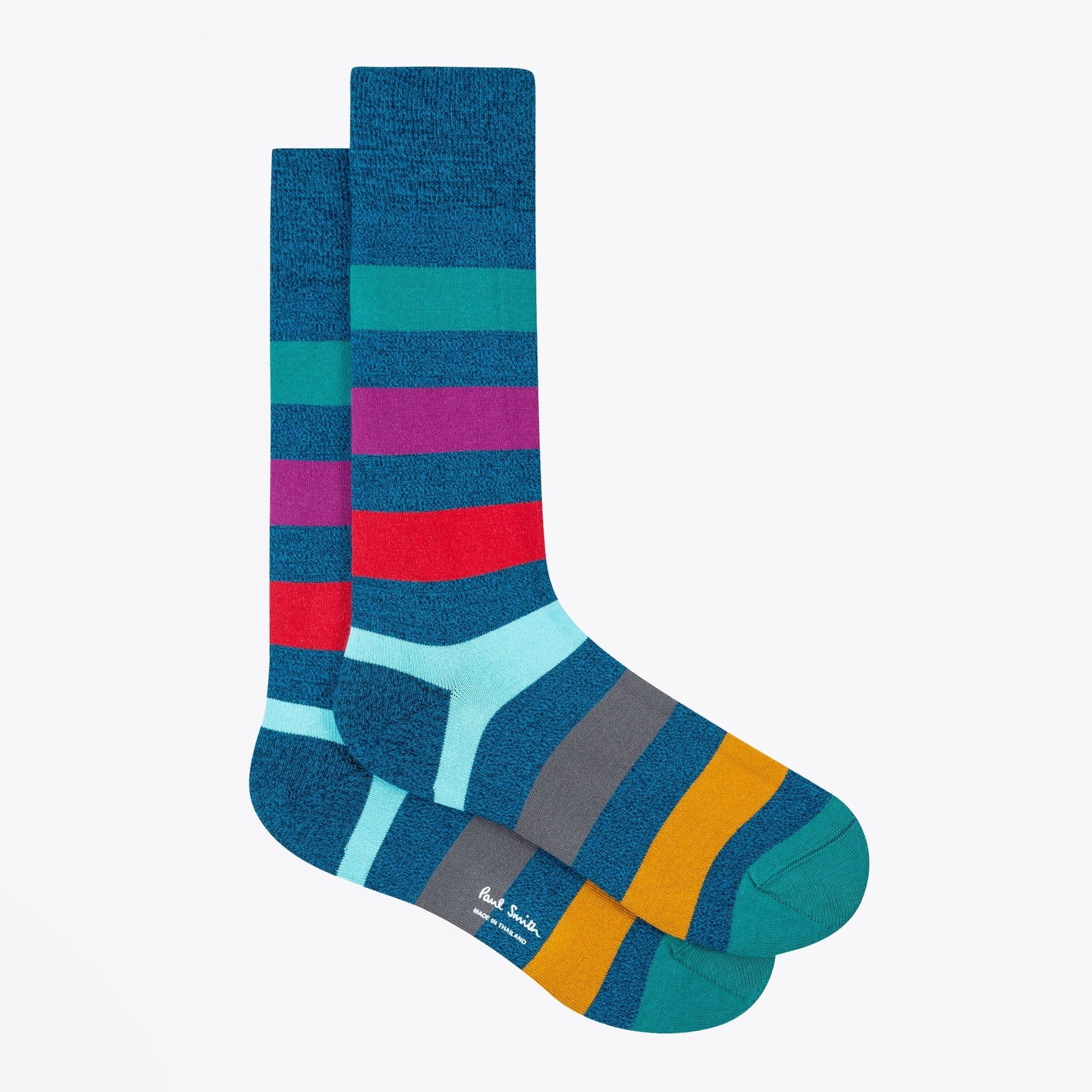 Paul Large Stripe Socks - Teal/Multi