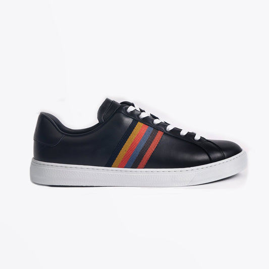Leather 'Hansen' Trainers With 'Bright Stripe' - Black