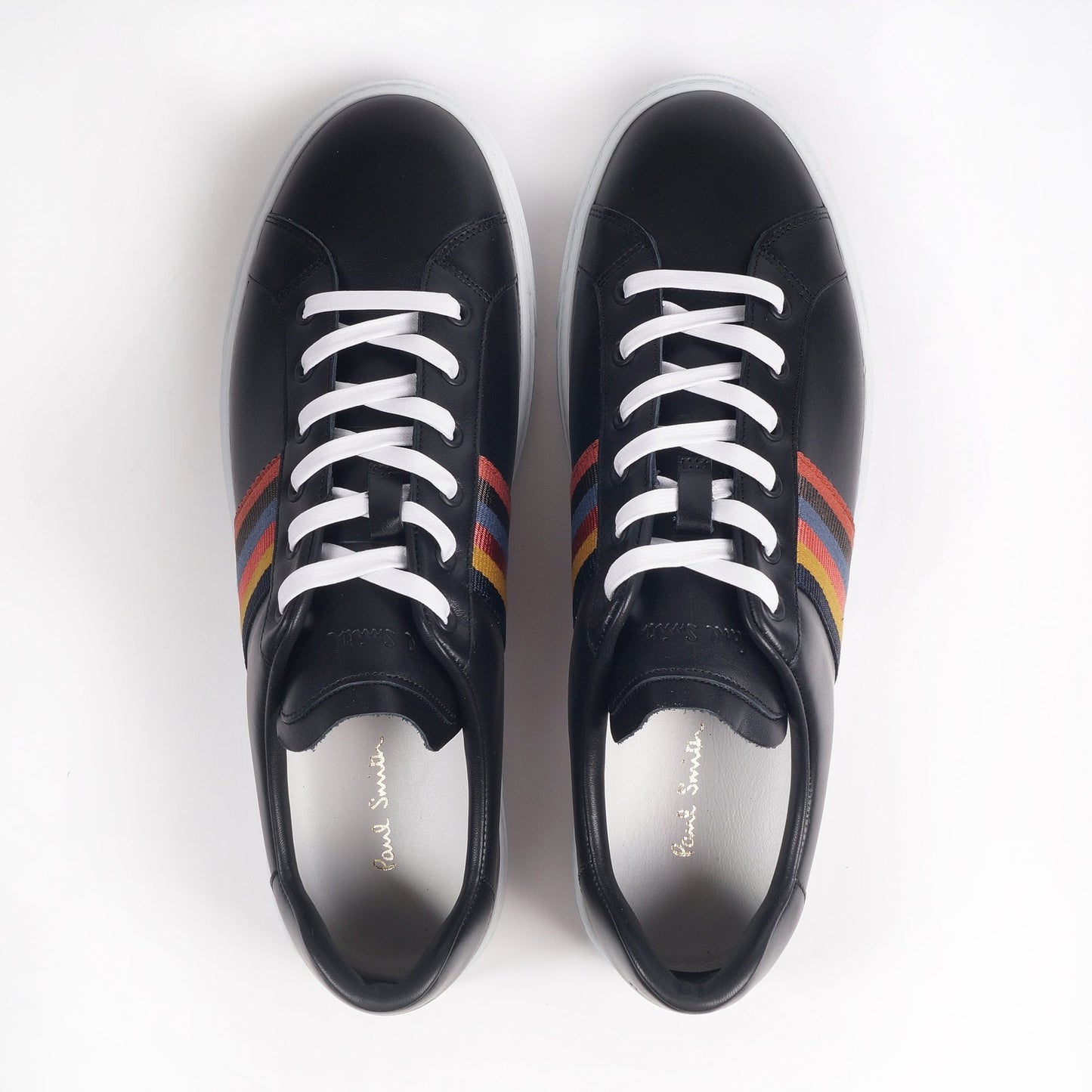 Leather 'Hansen' Trainers With 'Bright Stripe' - Black