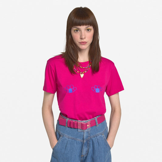 - Eyelash Print T-Shirt - Pink