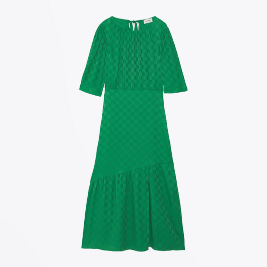 Jacquard Checked Dress - Green