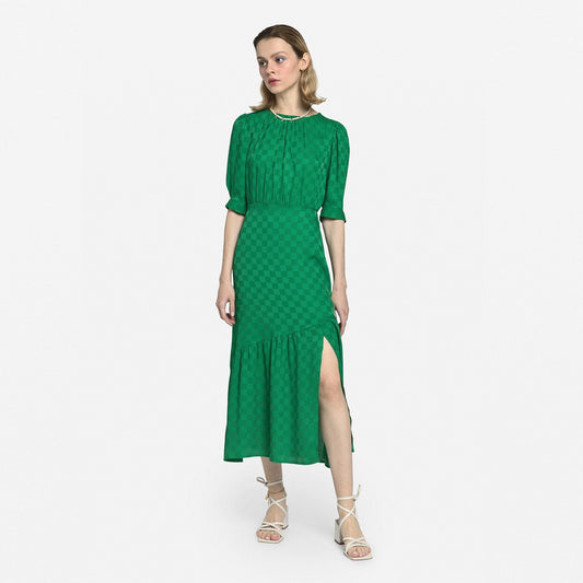 Jacquard Checked Dress - Green