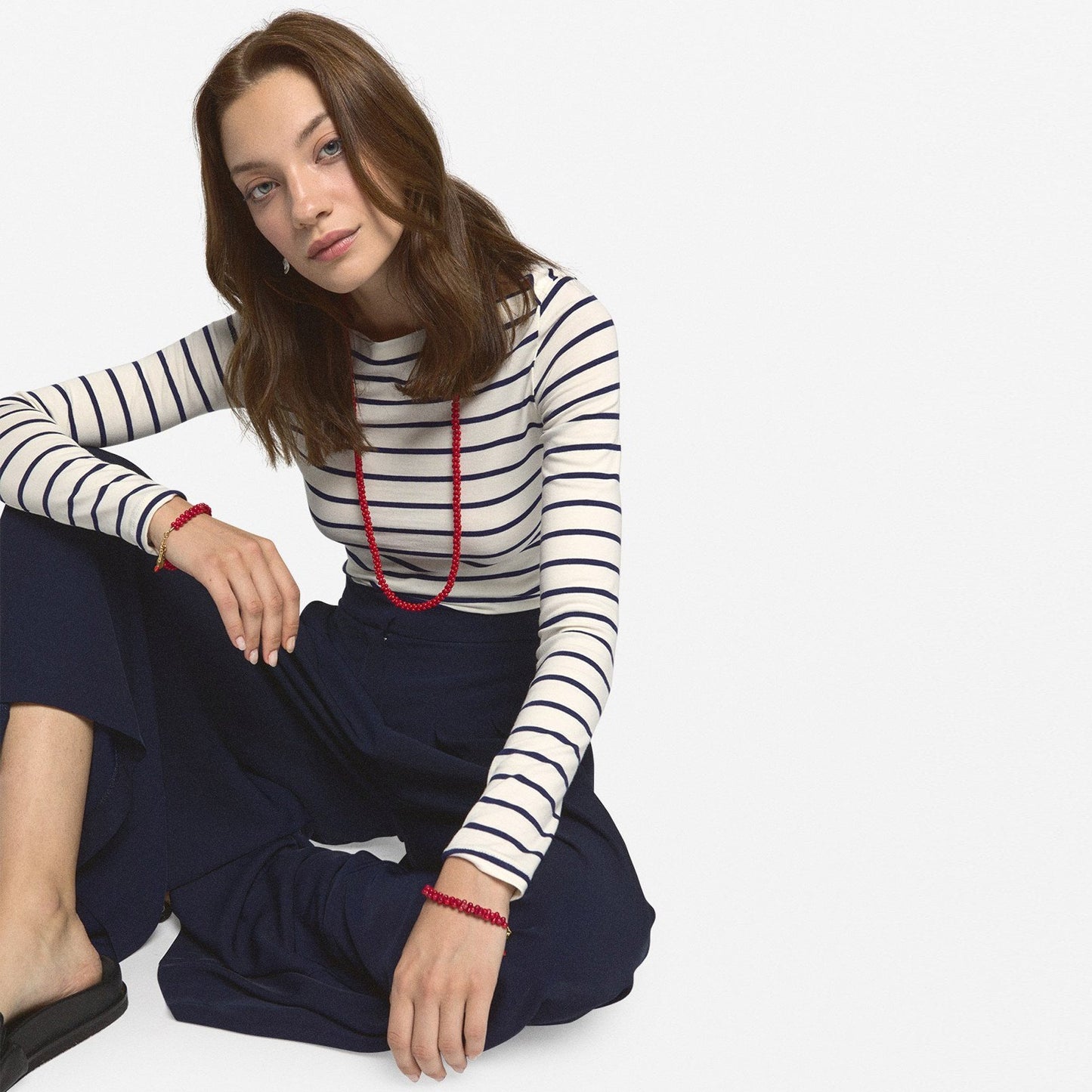 - Classic Breton Stripe Top - Cream