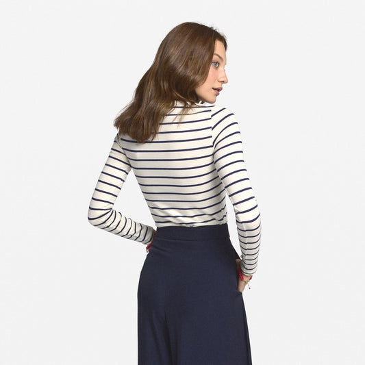 - Classic Breton Stripe Top - Cream