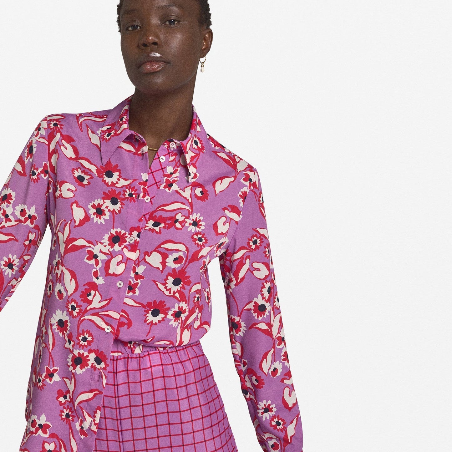Floral Print Shirt - Purple