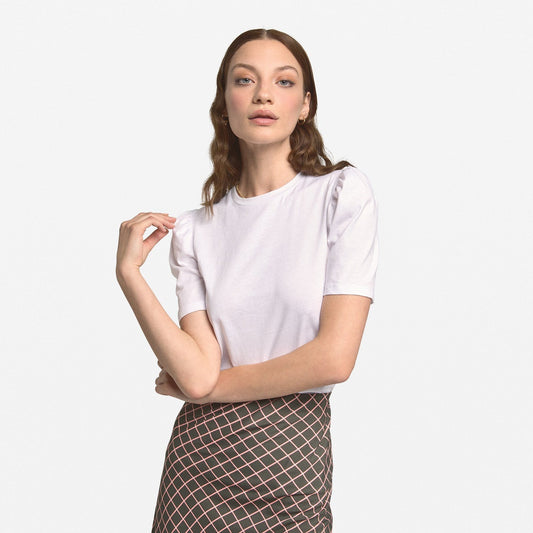 - Classic Puff-Sleeve T-Shirt - White
