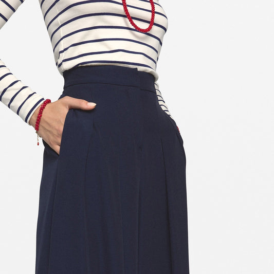 - Wide-Leg Culottes - Navy