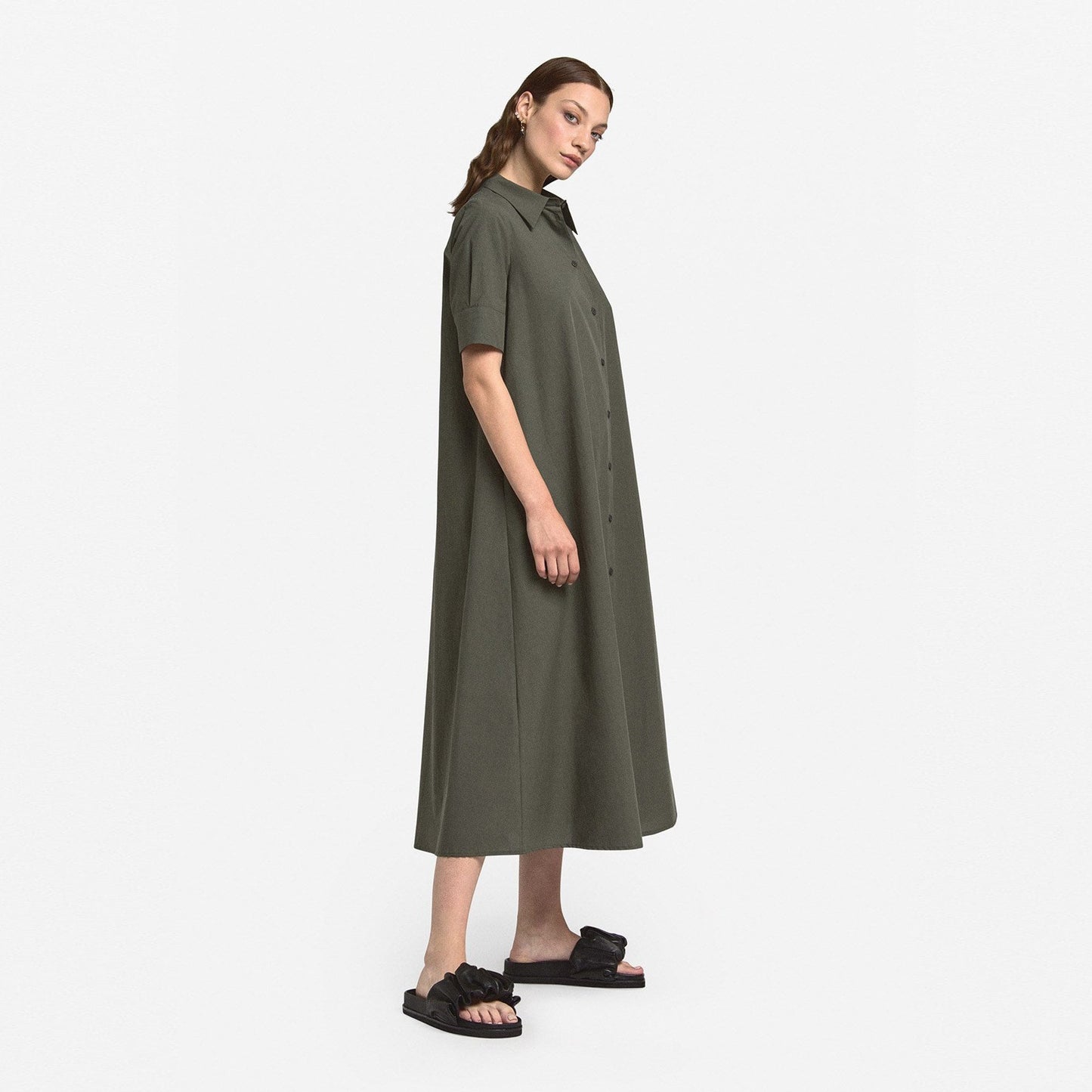 - Shirt Swing Dress - Green