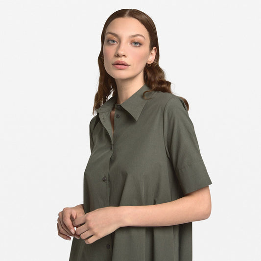 - Shirt Swing Dress - Green