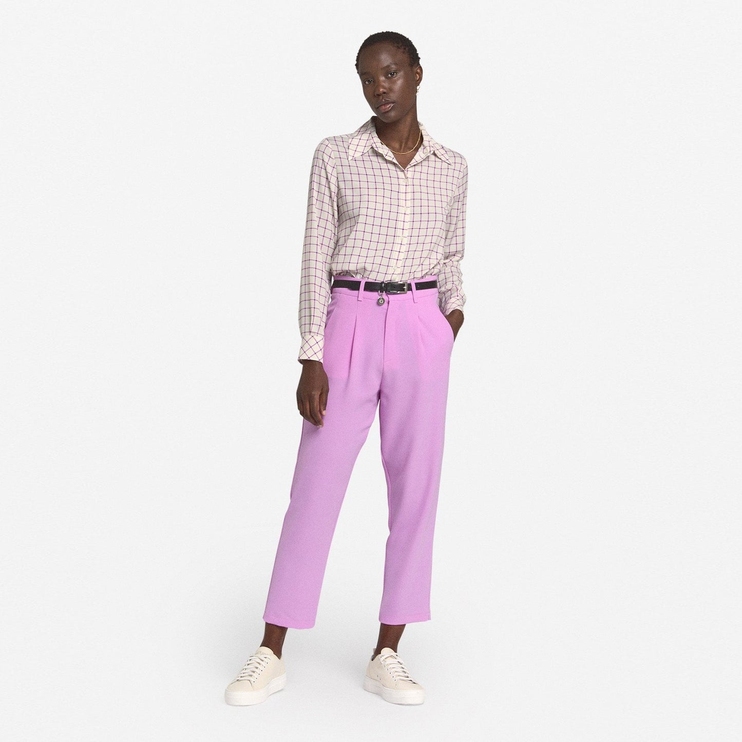 - High-Waist Crop Trousers - Purple