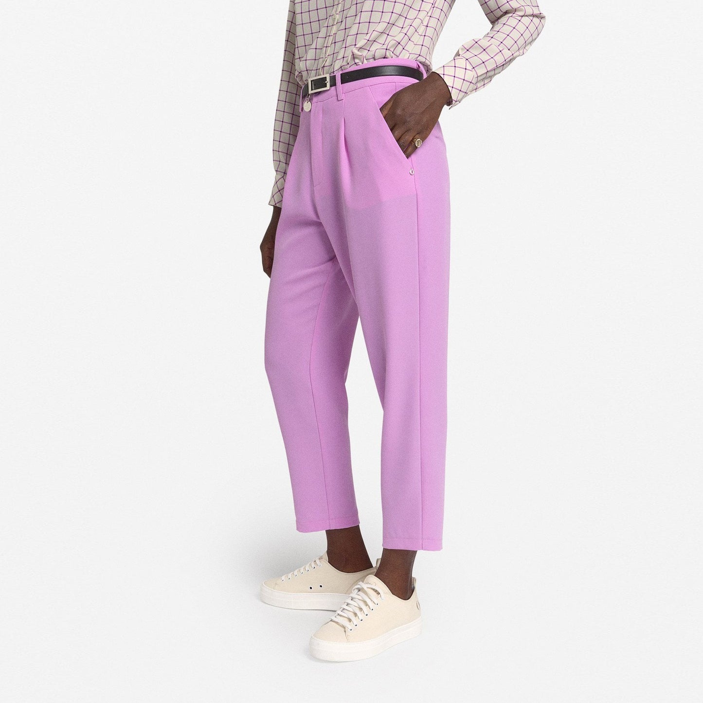 - High-Waist Crop Trousers - Purple