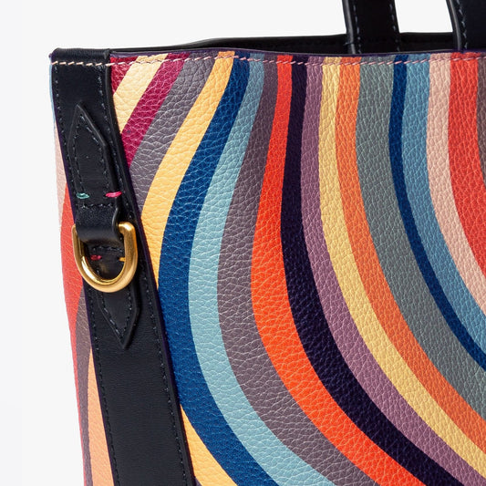 - Swirl Leather Tote Bag - Multi