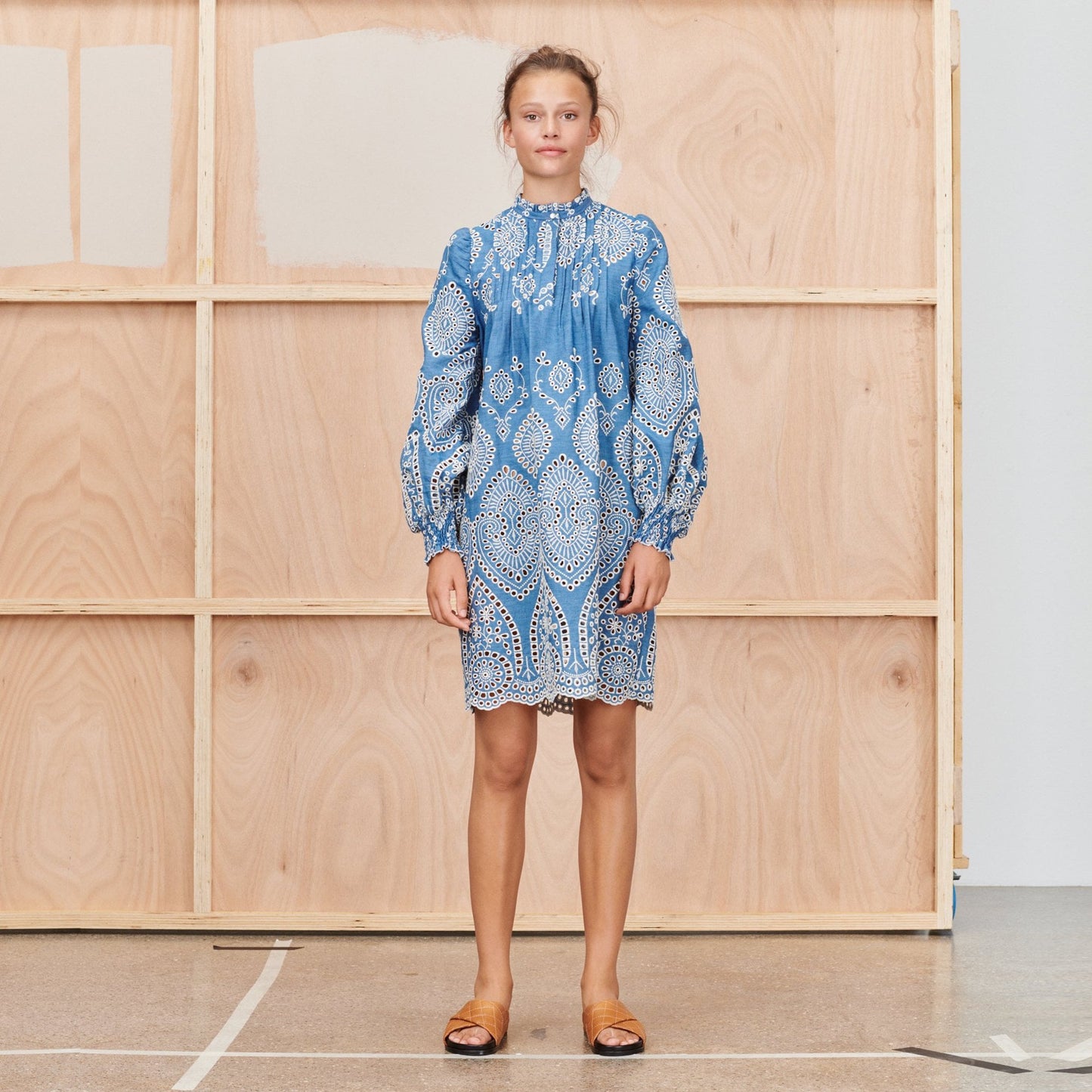 - Tepic - Embroidered Denim Dress - Blue