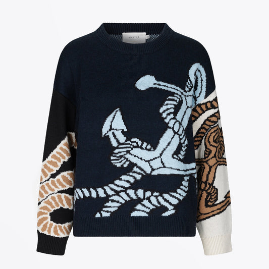 - Talbert - Nautical Knitted Sweater - Navy