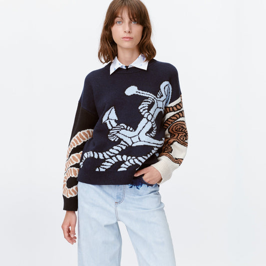 - Talbert - Nautical Knitted Sweater - Navy