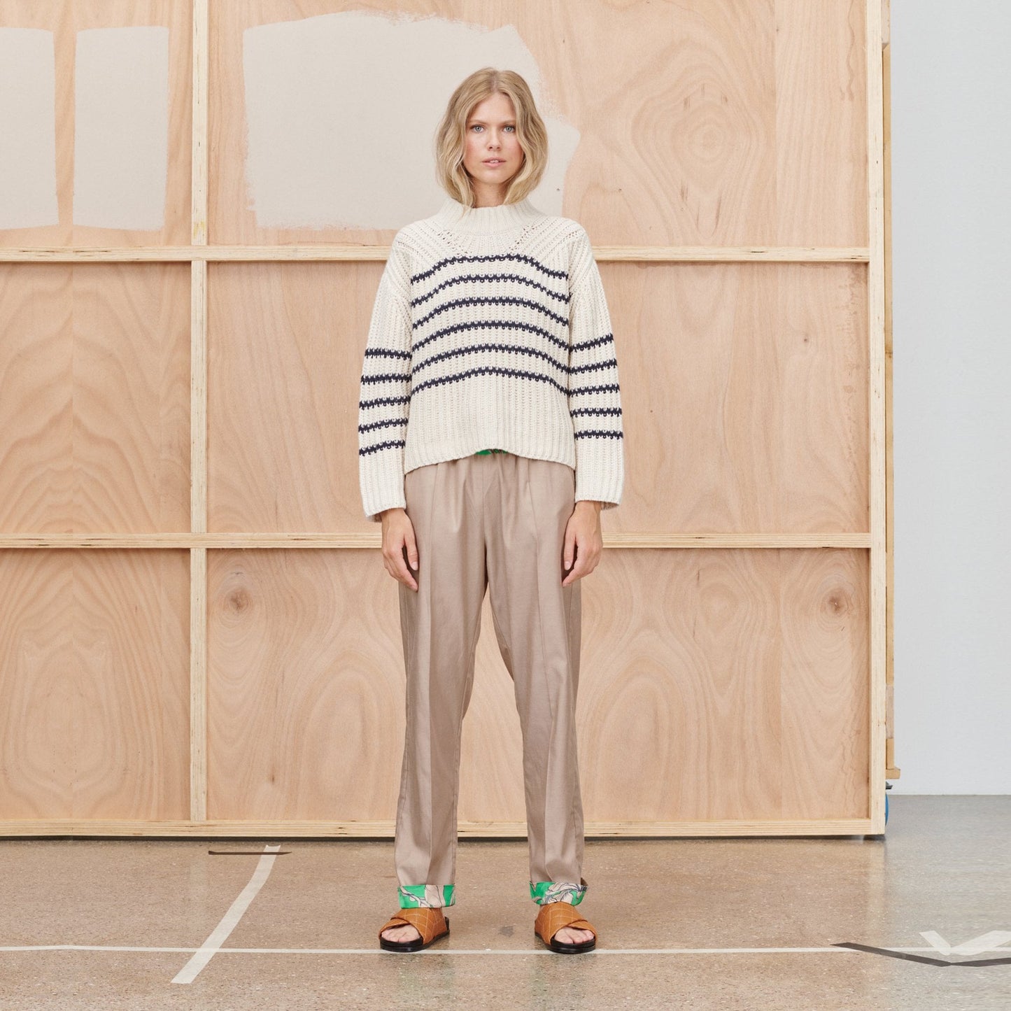 - Tuscan - Striped Knitted Jumper - Cream