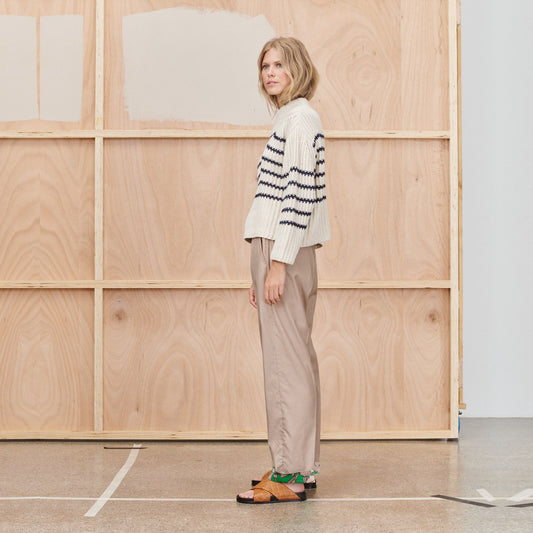 - Tuscan - Striped Knitted Jumper - Cream