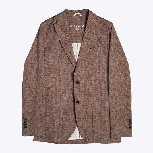 - Weave Print Jersey Blazer - Brown/Beige
