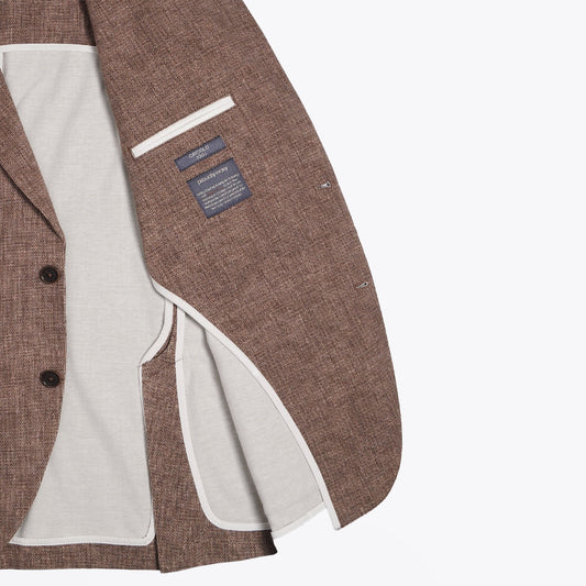 - Weave Print Jersey Blazer - Brown/Beige