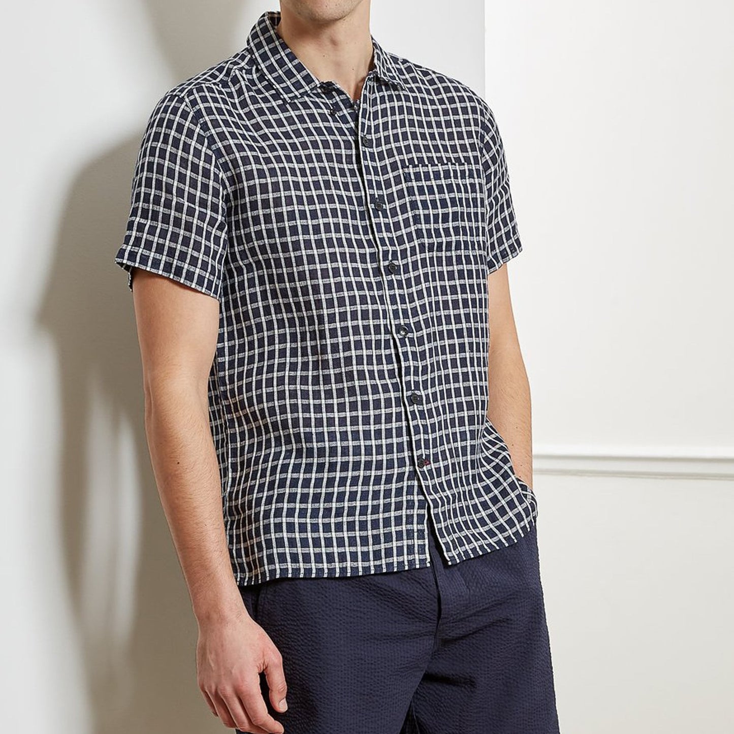 Hawaiian - Check Shirt - Navy