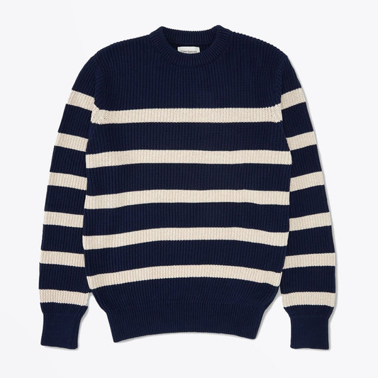 - Blenheim - Stripe Knit Jumper - Navy/Cream