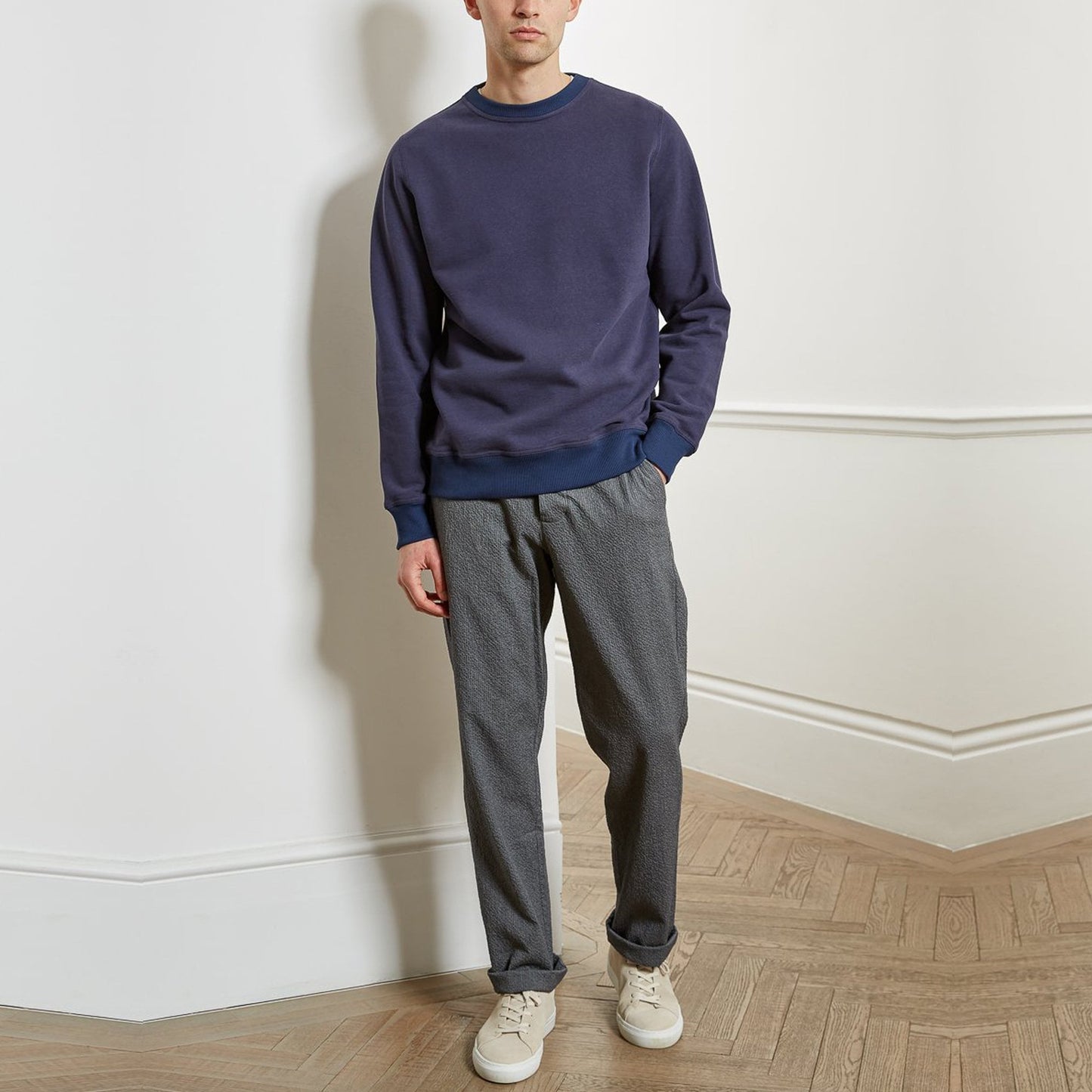 - Robin - Cotton/Linen Blend Sweatshirt - Navy